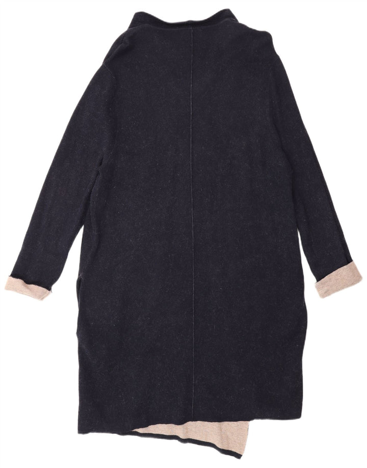Monsoon Womens Longline Open Cardigan Sweater UK 16 Large Navy Blue Cotton