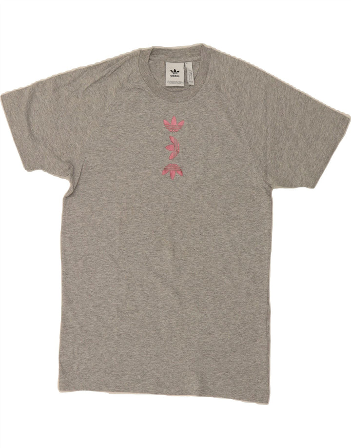 ADIDAS Mens Graphic T-Shirt Top Small Grey Flecked Cotton Vintage Adidas and Second-Hand Adidas from Messina Hembry 