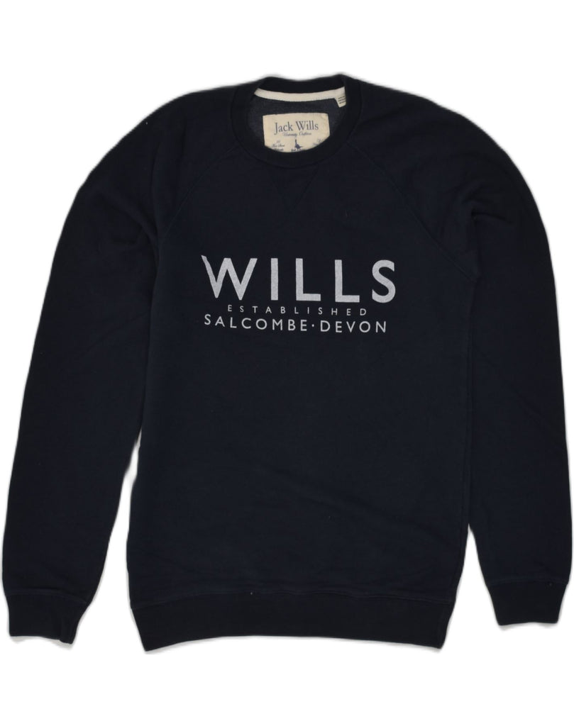 JACK WILLS Mens Graphic Sweatshirt Jumper XS Black Cotton | Vintage Jack Wills | Thrift | Second-Hand Jack Wills | Used Clothing | Messina Hembry 