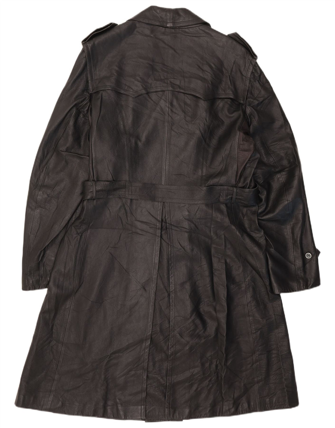 Vintage Mens Leather Double Breasted Coat UK 38 Medium Black