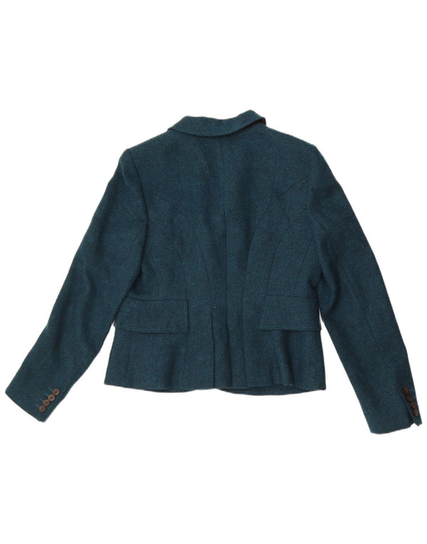 Hobbs Womens 3 Button Blazer Jacket UK 12 Medium Green Wool
