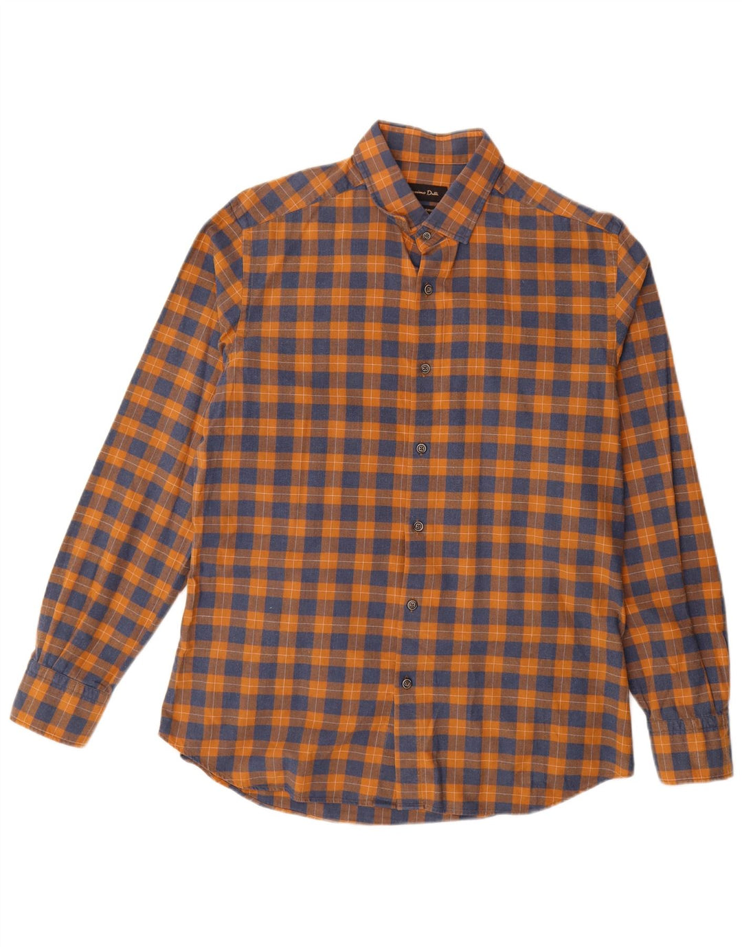 Massimo Dutti Mens Flannel Shirt Large Orange Check