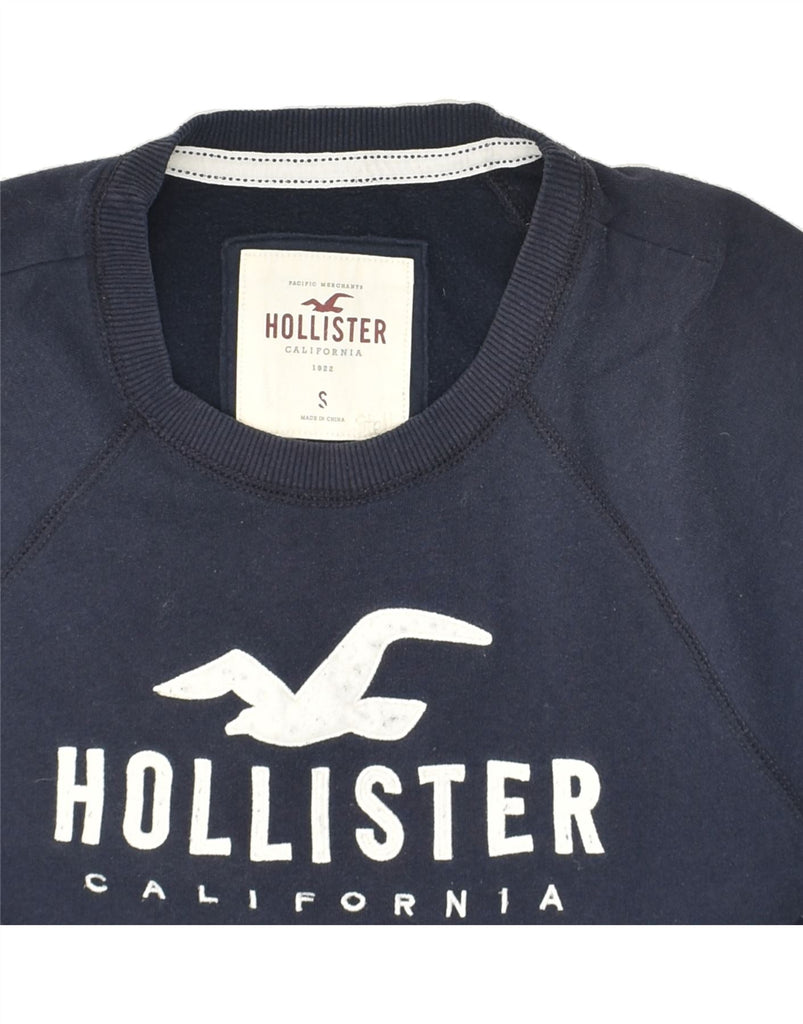 HOLLISTER Womens Graphic Sweatshirt Jumper UK 10 Small Navy Blue Cotton | Vintage Hollister | Thrift | Second-Hand Hollister | Used Clothing | Messina Hembry 