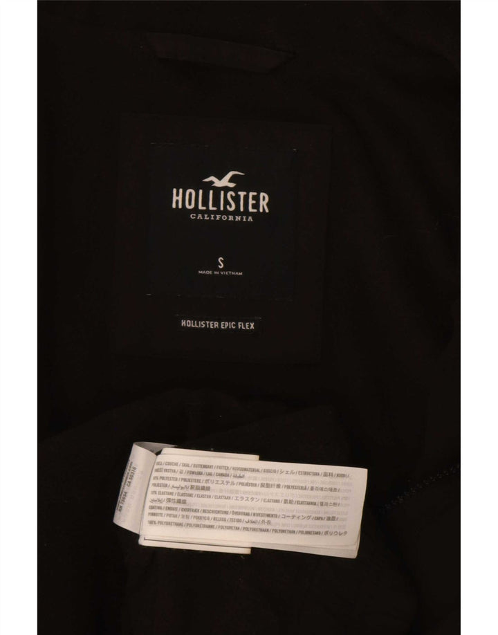 Hollister Mens Graphic Hooded Bomber Jacket UK 36 Small Black Polyester