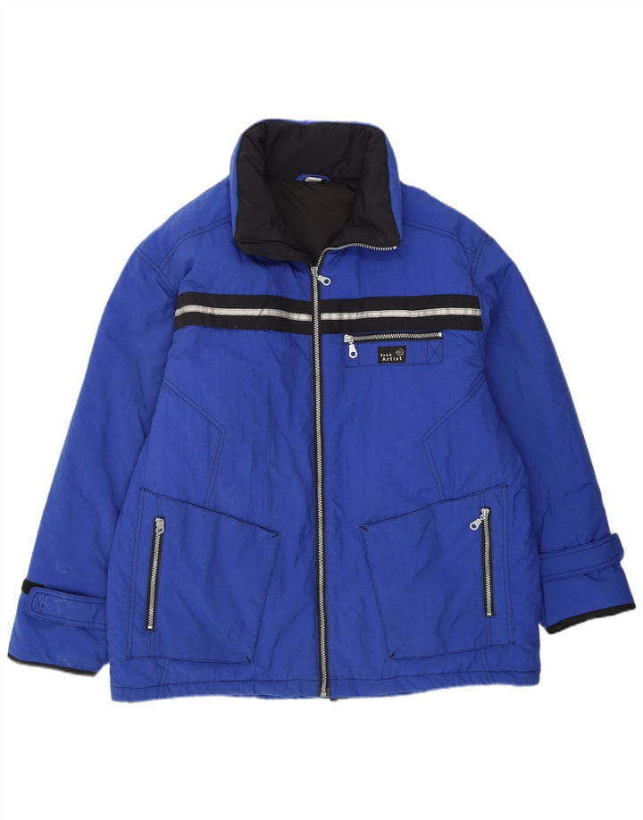 VINTAGE Mens Hooded Ski Jacket UK 40 Large Blue Polyamide