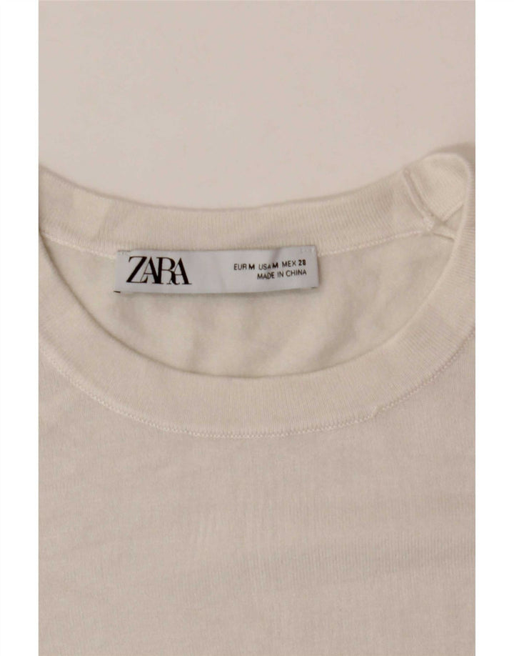 Zara Womens Crew Neck Jumper Sweater UK 12 Medium White