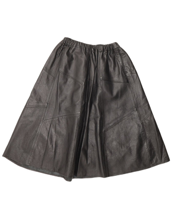 Vintage Womens Leather A-Line Skirt W30 Medium Black