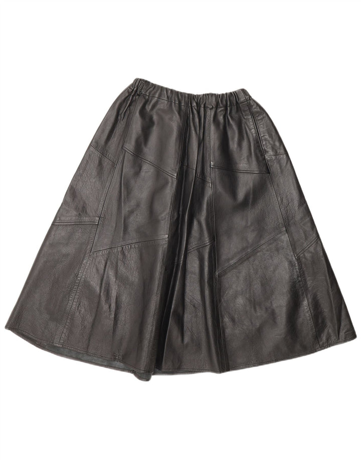 Vintage Womens Leather A-Line Skirt W30 Medium Black