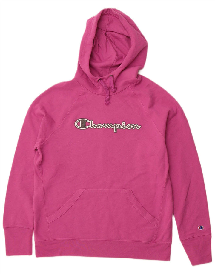CHAMPION Womens Graphic Hoodie Jumper UK 10 Small Pink Polyester