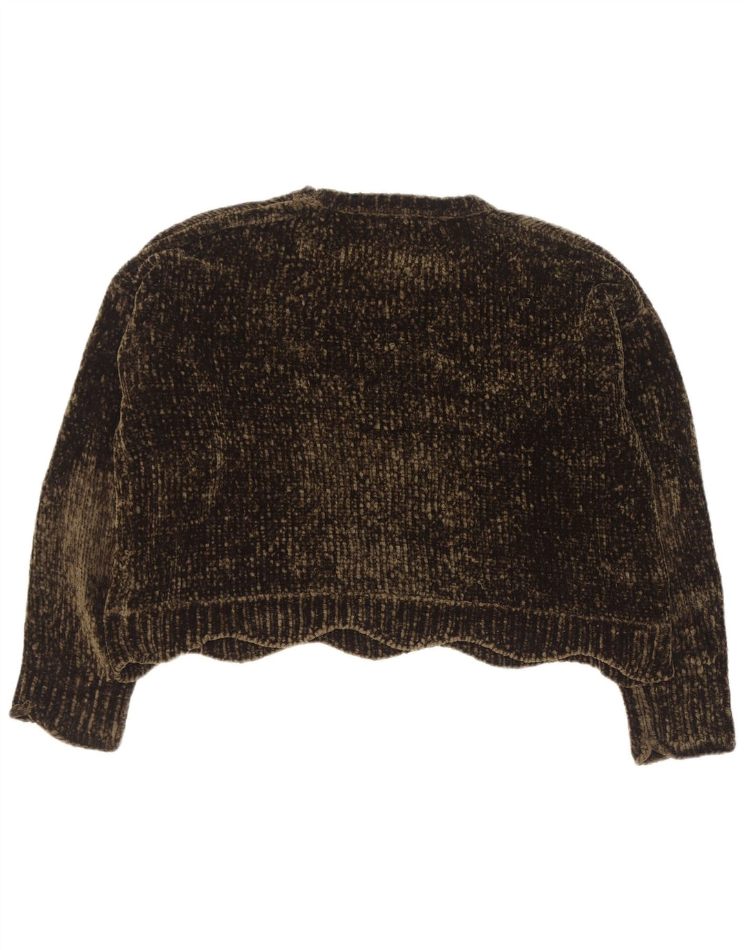 Zara Womens Crop Oversized Crew Neck Jumper Sweater UK 14 Medium Green