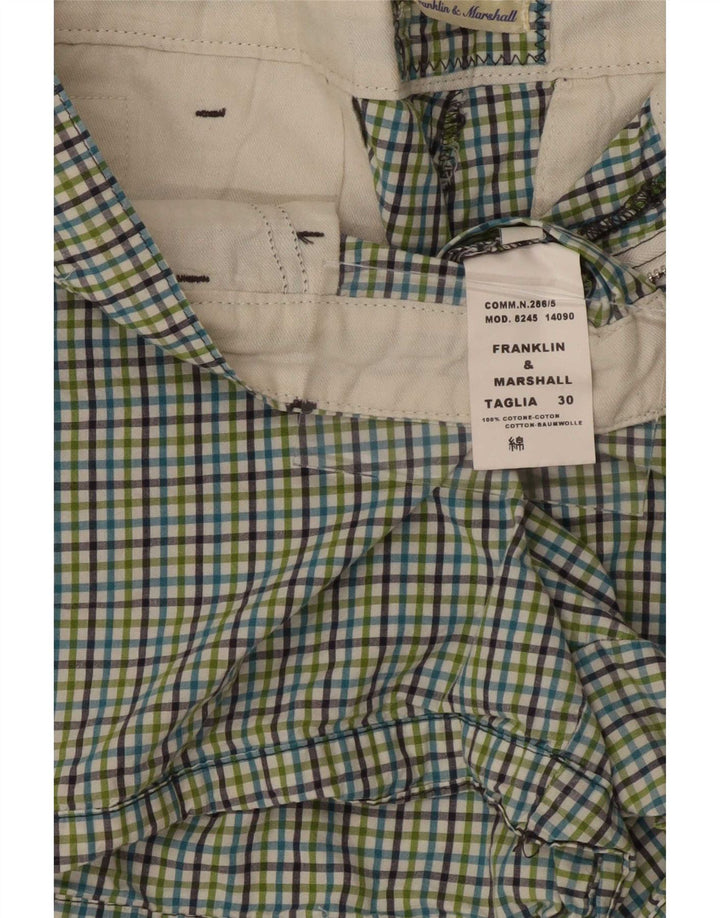 Franklin Marshall Womens Casual Shorts Medium W30 Green Gingham Cotton