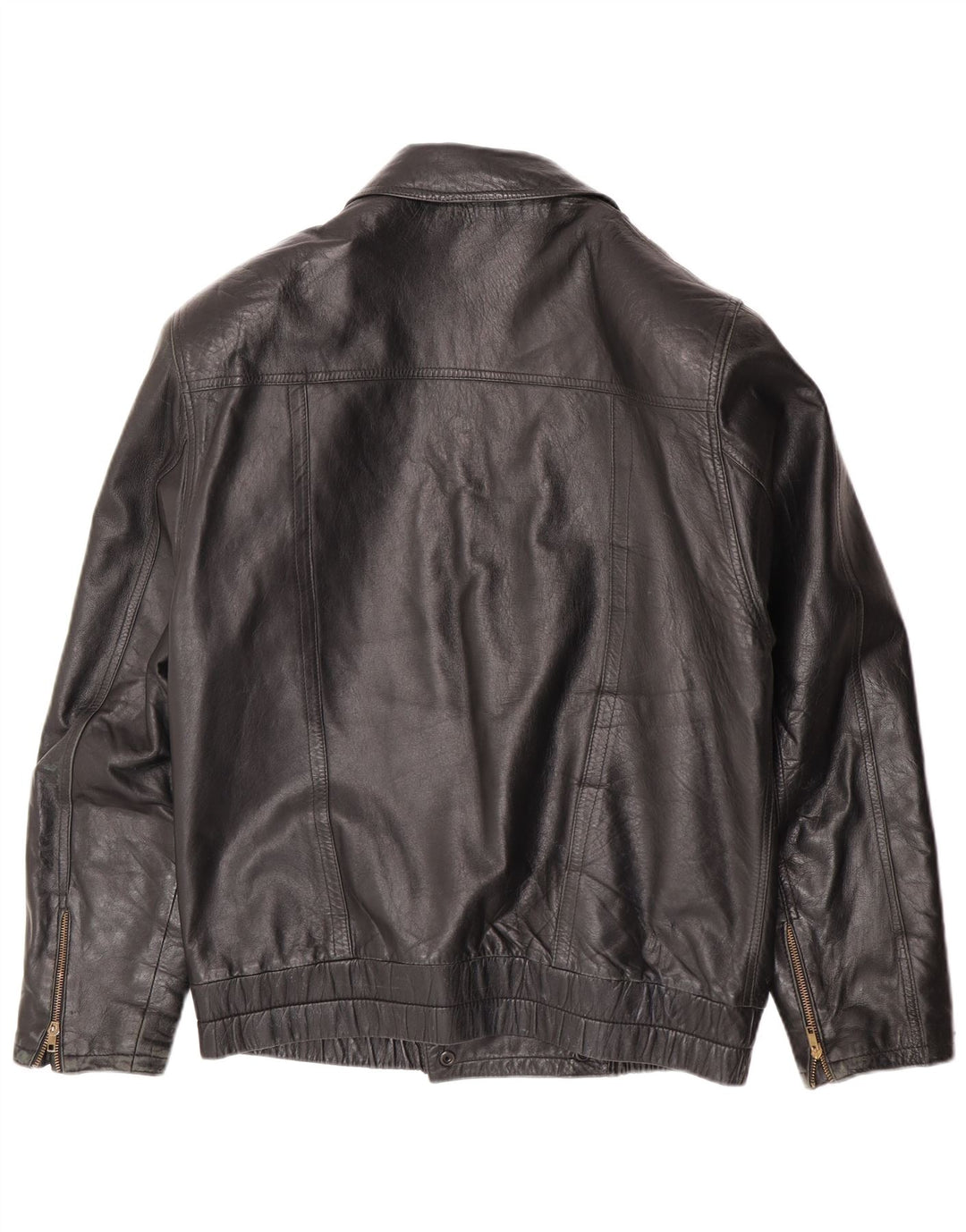 Vintage Mens Leather Jacket UK 36 Small Black Leather