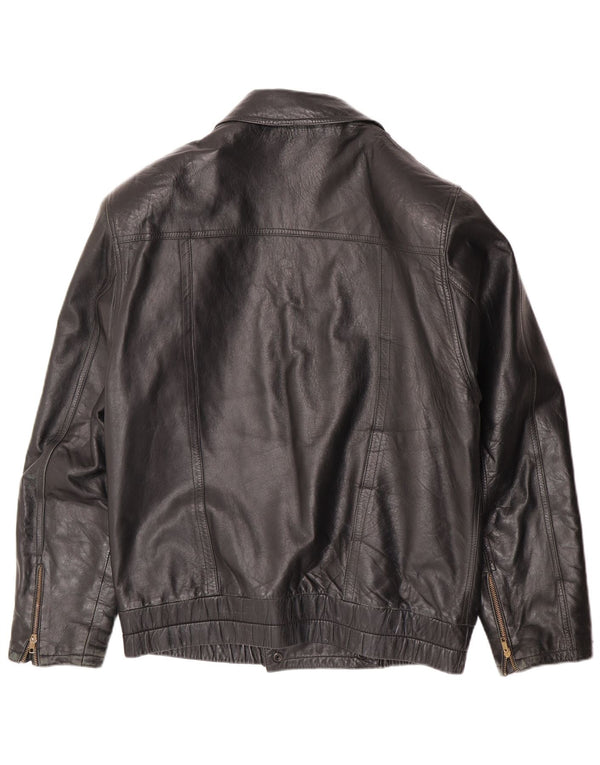 Vintage Mens Leather Jacket UK 36 Small Black Leather