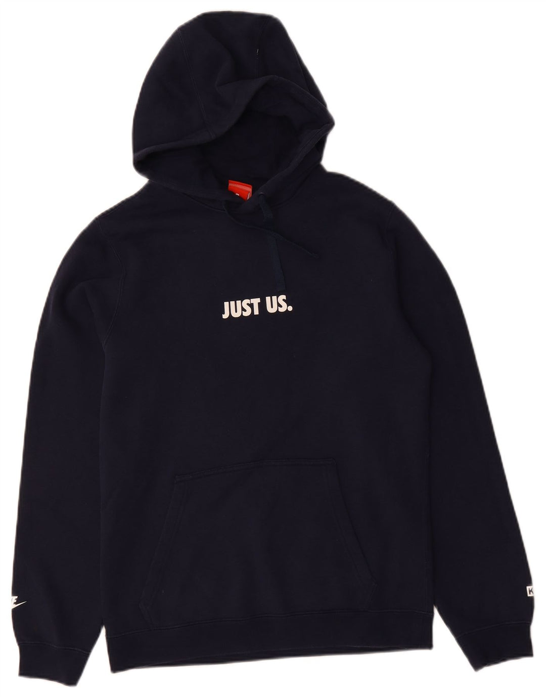 NIKE Mens Graphic Hoodie Jumper Small Navy Blue Cotton