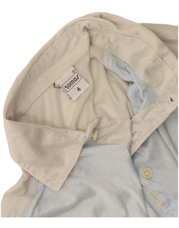 Vintage Mens Polo Shirt Small Beige Colourblock Cotton