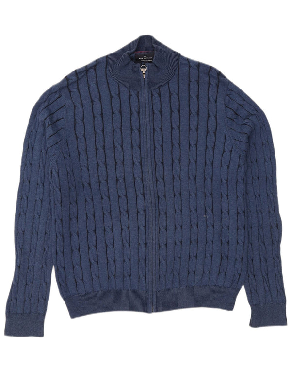 Marks & Spencer Mens Blue Harbour Cardigan Sweater Large Blue Cotton