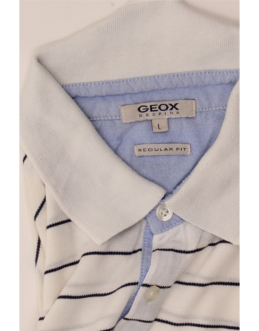 Geox Respira Mens Regular Fit Polo Shirt Large White Striped