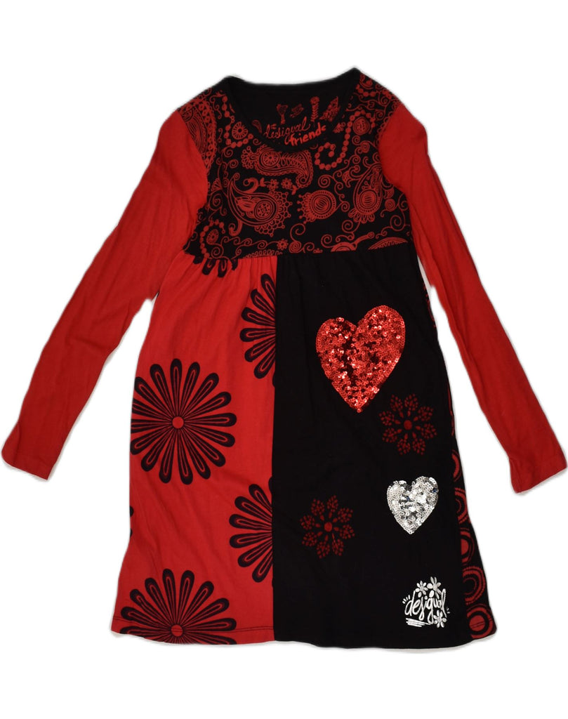 DESIGUAL Girls Graphic A-Line Dress 9-10 Years Red Patchwork Cotton | Vintage Desigual | Thrift | Second-Hand Desigual | Used Clothing | Messina Hembry 