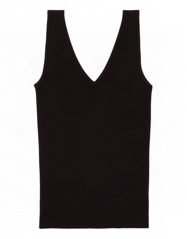 Marks & Spencer Womens Vest Top UK 8 Small Black Viscose