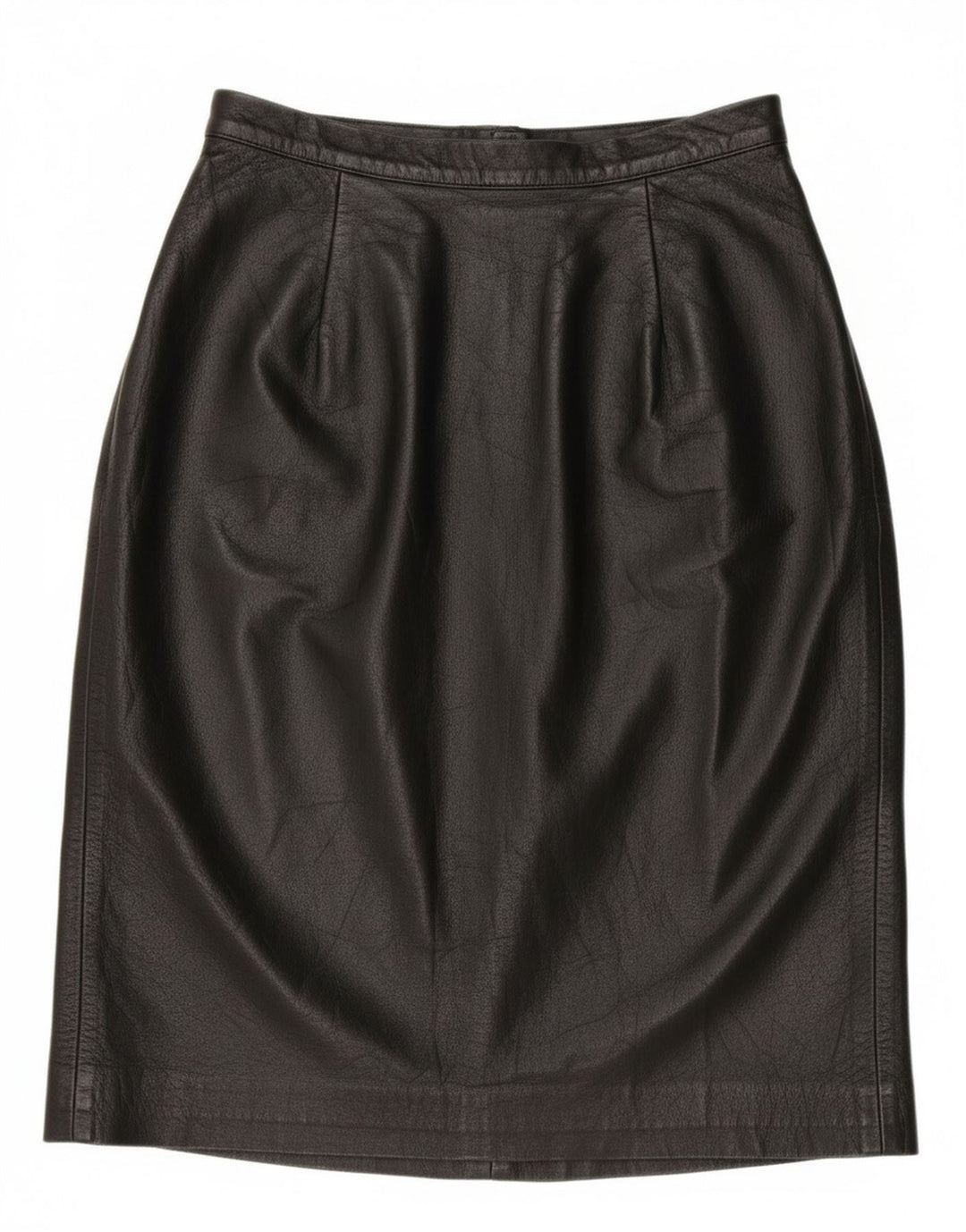 Vintage Womens High Waist Leather Skirt IT 42 Medium W28 Black