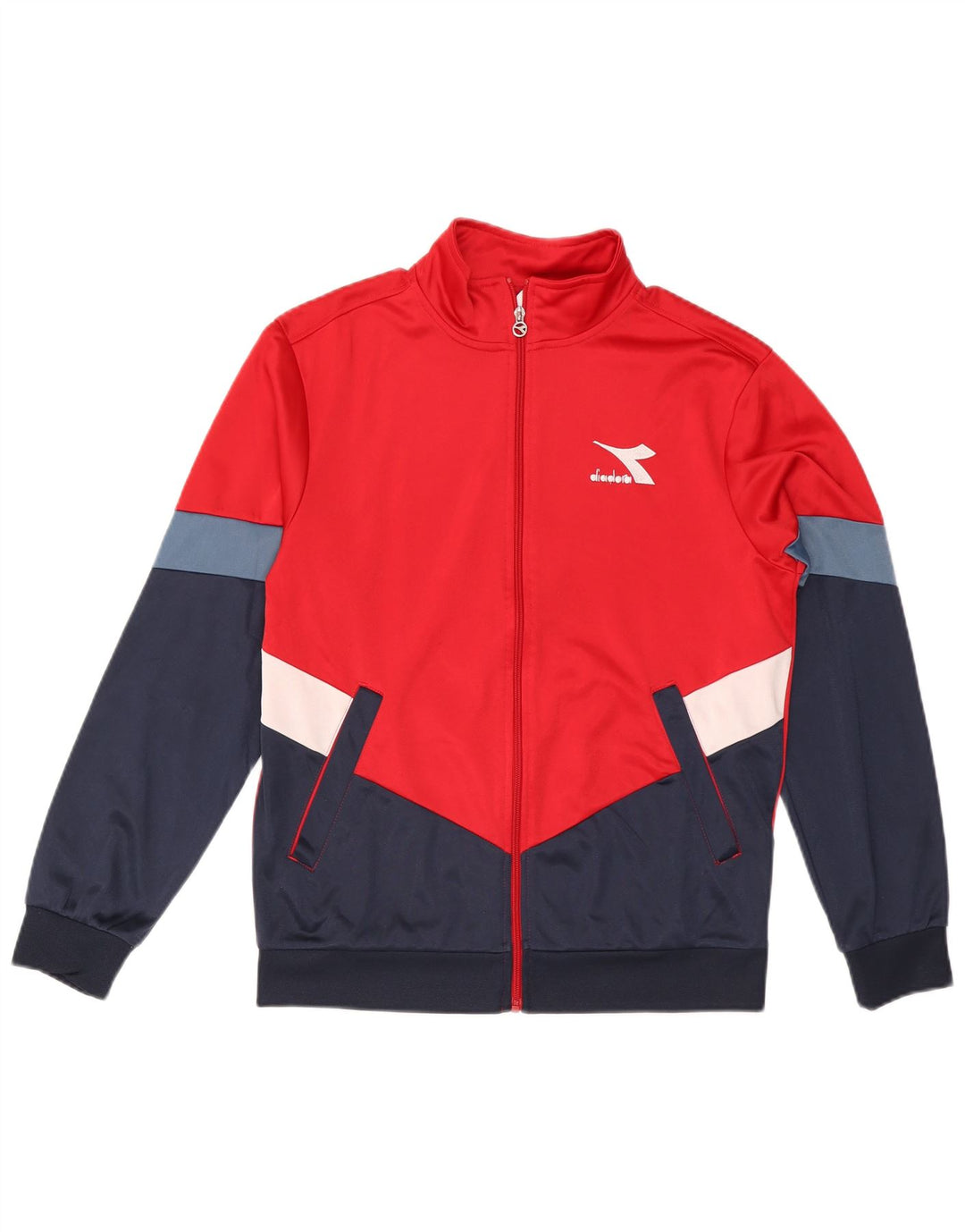 DIADORA Mens Tracksuit Top Jacket Medium Red Colourblock Polyester