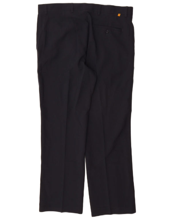 Farah Mens Straight Chino Trousers W36 L29 Navy Blue Polyester
