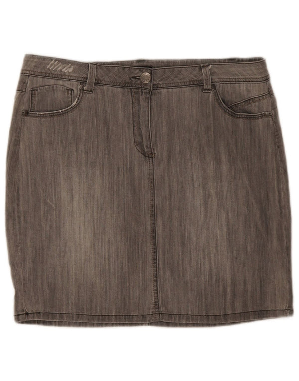 M&Co Womens Mini Denim Skirt UK 14 Large W34 Grey