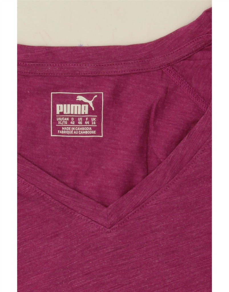 PUMA Womens T-Shirt Top UK 16 Large Pink Flecked Cotton Vintage Puma and Second-Hand Puma from Messina Hembry 