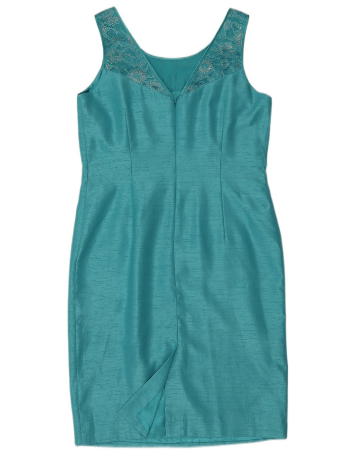 Jacques Vert Womens Sleeveless Sheath Dress UK 14 Medium Blue Polyester