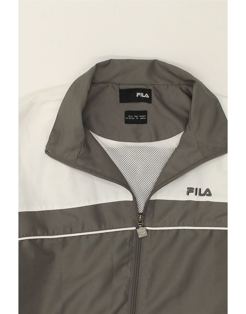 FILA Boys Tracksuit Top Jacket 13-14 Years Grey Colourblock Polyester | Vintage Fila | Thrift | Second-Hand Fila | Used Clothing | Messina Hembry 