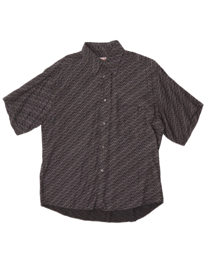 Tipo' S Mens Short Sleeve Shirt Large Black Geometric Viscose
