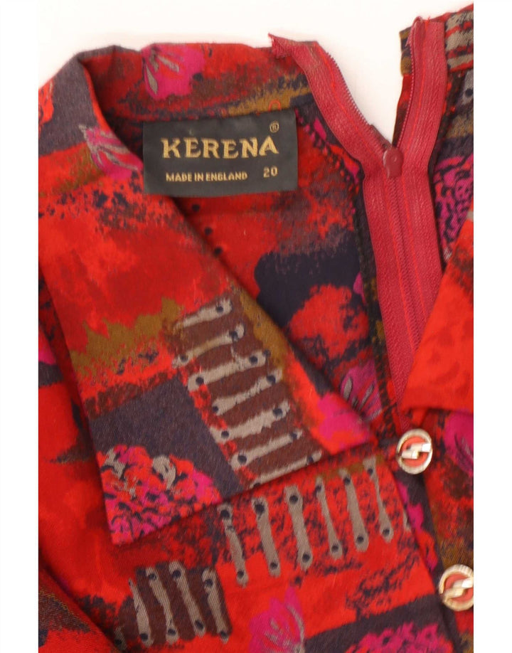 Kerena Womens Long Sleeve Maxi Dress UK 20 2XL Red Patchwork Acrylic