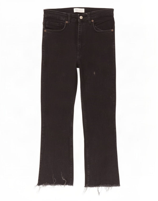 Zara Womens Crop Straight Jeans EU 38 Small W28 L25 Black Cotton