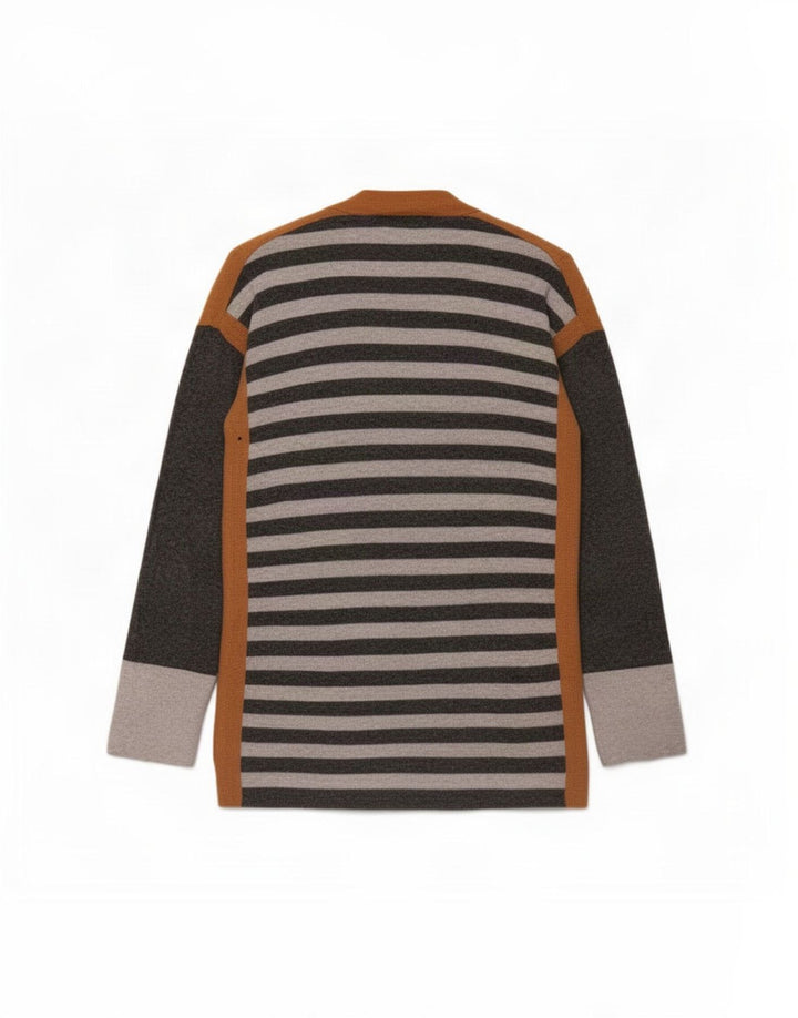 White Stuff Womens Longline Open Cardigan Sweater UK 16 Large Grey Striped