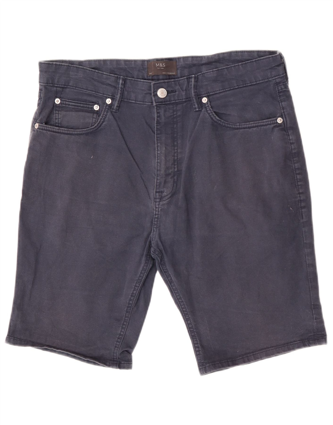 Marks & Spencer Mens Casual Shorts W34 Large Navy Blue Cotton
