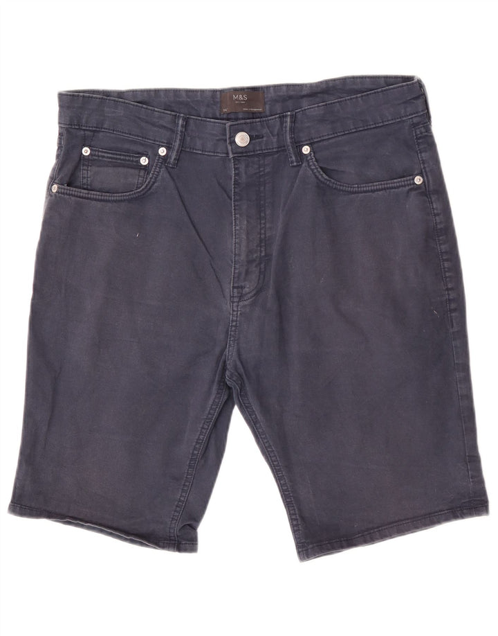 Marks & Spencer Mens Casual Shorts W34 Large Navy Blue Cotton