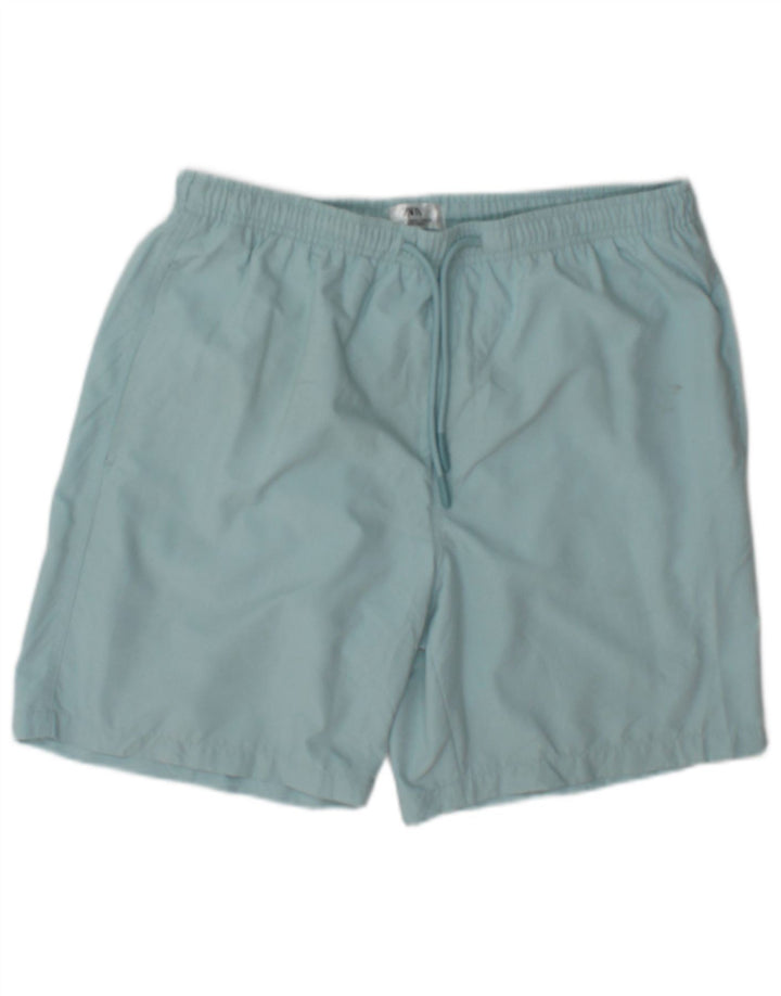 Zara Mens Swimming Shorts Large  Blue Polyester