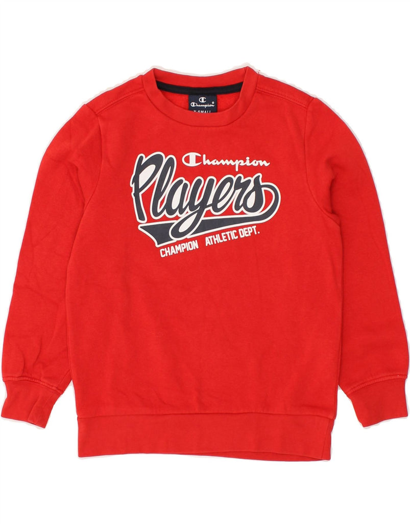 CHAMPION Boys Graphic Sweatshirt Jumper 5-6 Years XS Red Cotton | Vintage Champion | Thrift | Second-Hand Champion | Used Clothing | Messina Hembry 