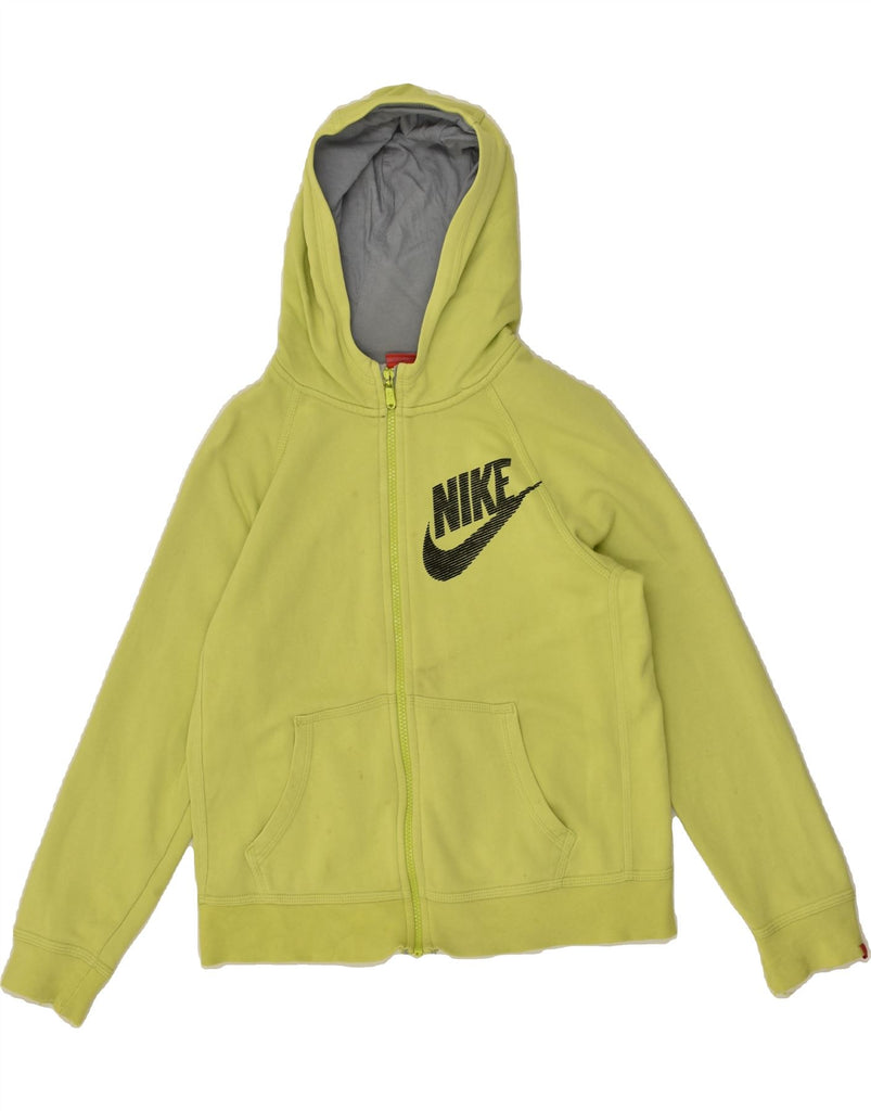 NIKE Boys Graphic Zip Hoodie Sweater 10-11 Years Medium  Green Cotton | Vintage Nike | Thrift | Second-Hand Nike | Used Clothing | Messina Hembry 