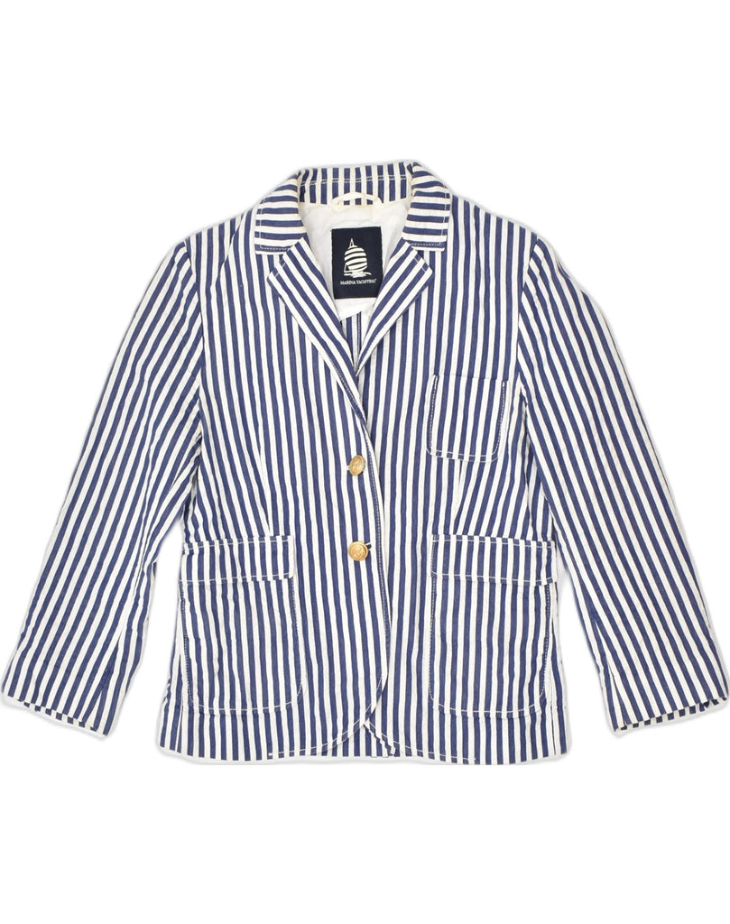 MARINA YACHTING Womens 2 Button Blazer Jacket IT 42 Medium Blue Striped | Vintage Marina Yachting | Thrift | Second-Hand Marina Yachting | Used Clothing | Messina Hembry 