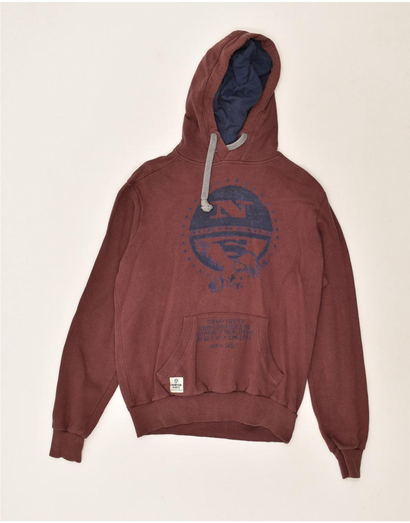 NORTH SAILS Mens Graphic Hoodie Jumper Medium Maroon Cotton | Vintage North Sails | Thrift | Second-Hand North Sails | Used Clothing | Messina Hembry 