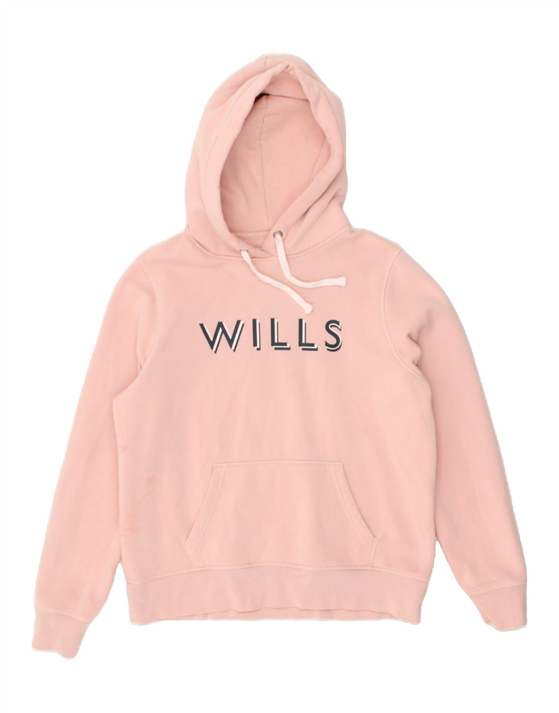 JACK WILLS Womens Graphic Hoodie Jumper UK 16 Large Pink Cotton | Vintage Jack Wills | Thrift | Second-Hand Jack Wills | Used Clothing | Messina Hembry 
