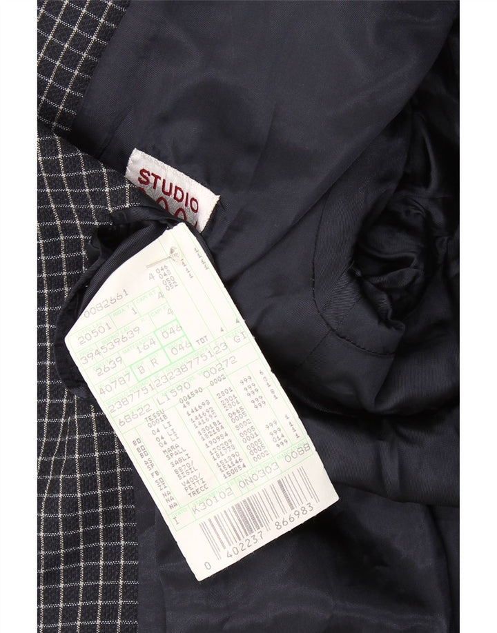 GIANFRANCO FERRE Mens 3 Button Blazer Jacket IT 46 Small Navy Blue Check Vintage Gianfranco Ferre and Second-Hand Gianfranco Ferre from Messina Hembry 