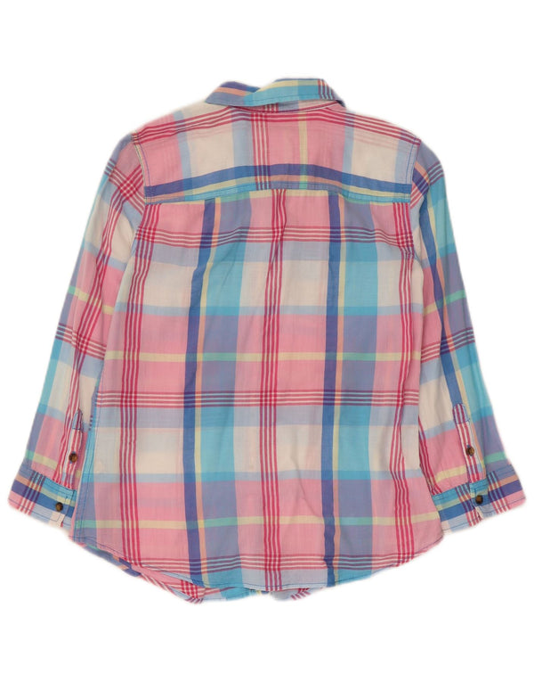 Abercrombie & Fitch Womens 3/4 Sleeve Shirt UK 10 Small Pink Check Cotton