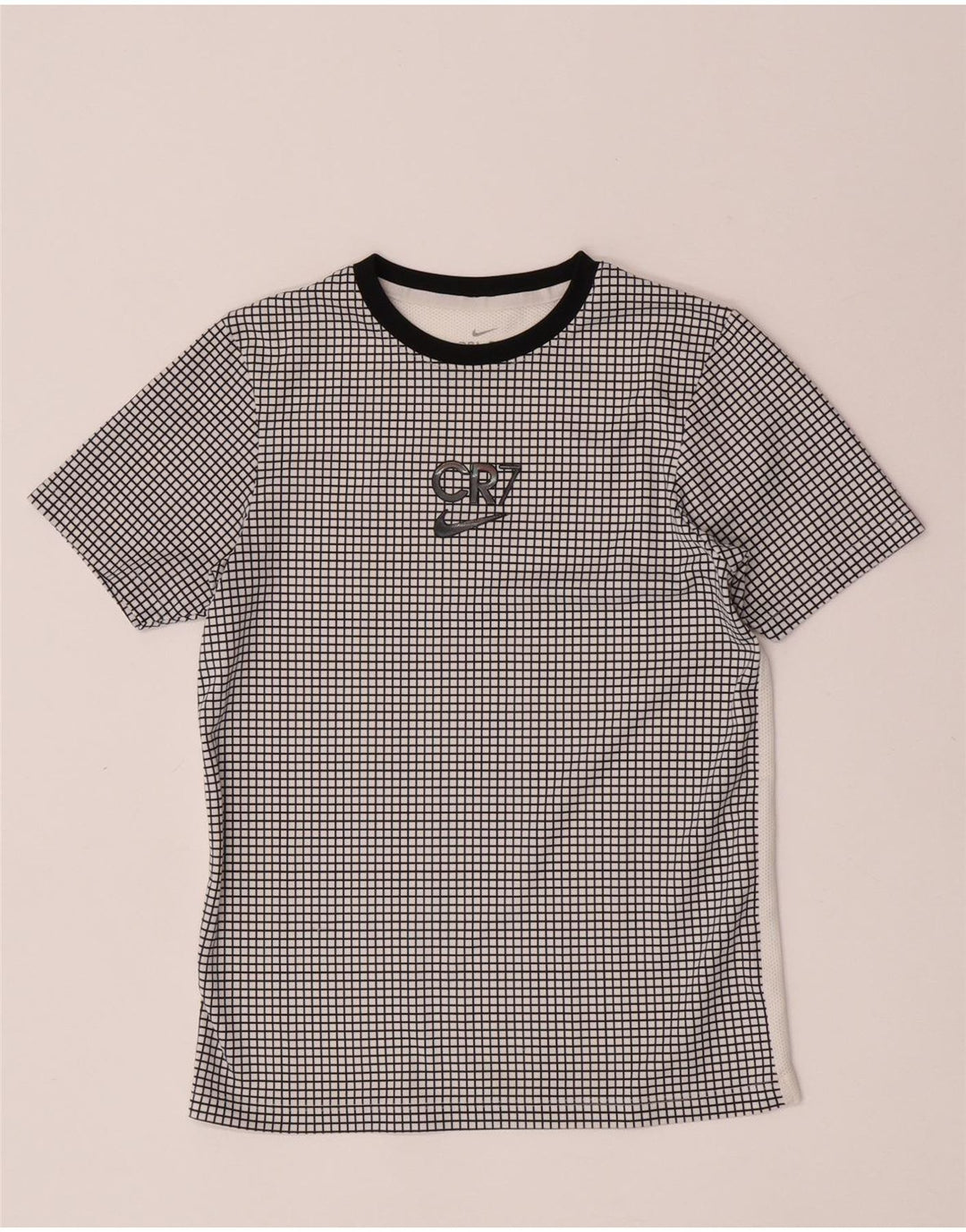 Nike Boys CR7 Graphic T-Shirt Top 12-13 Years Large White Check