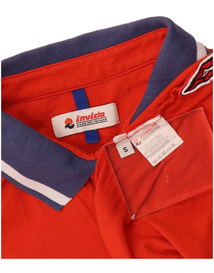 Invicta Mens Graphic Polo Shirt Small Red Colourblock Cotton