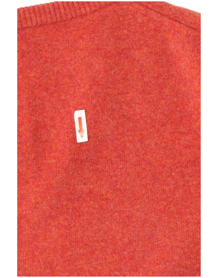 Vintage Womens V-Neck Jumper Sweater UK 12 Medium Pink Merino Wool