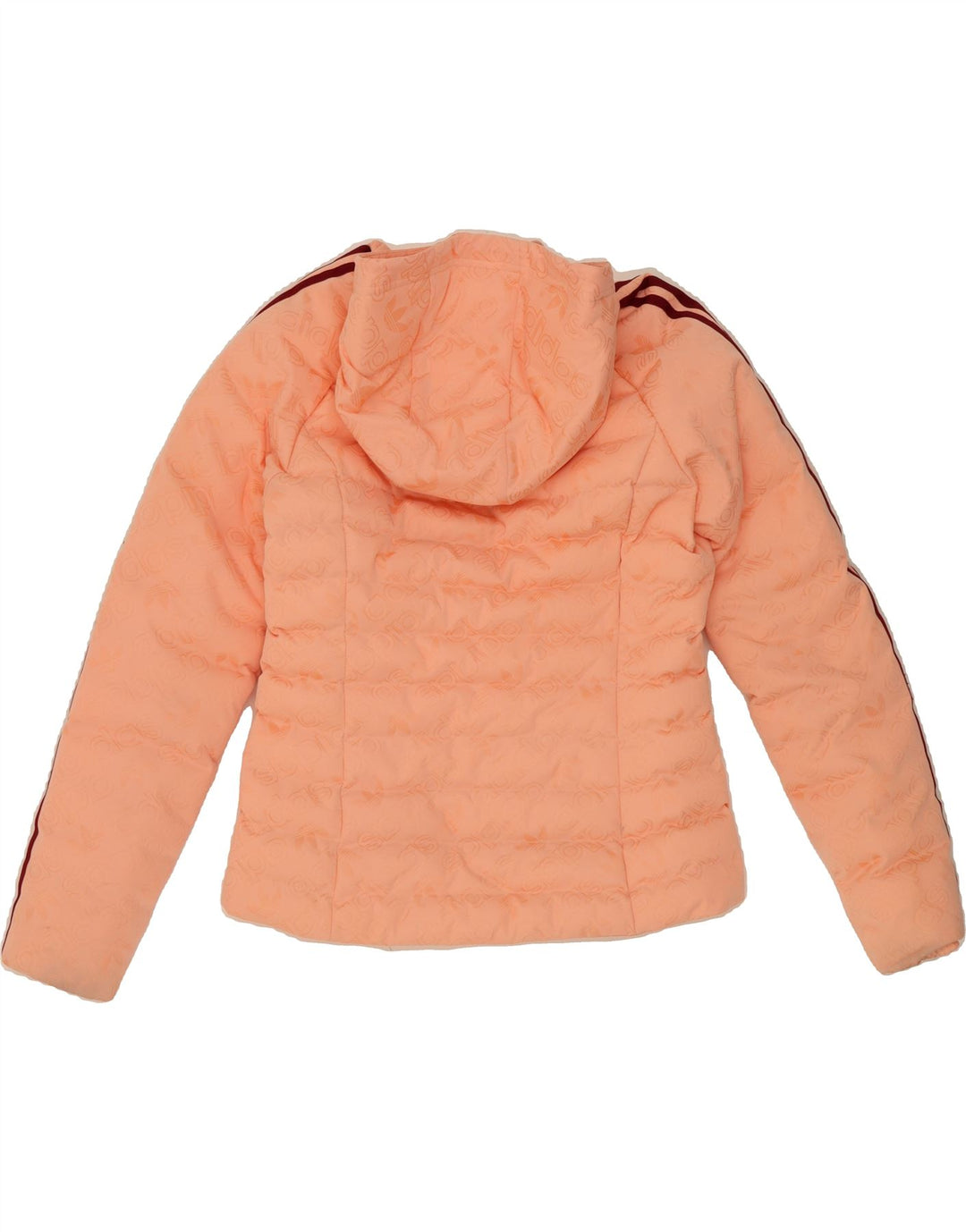 ADIDAS Womens Graphic Hooded Padded Jacket UK 12 Medium  Orange Polyester Vintage Adidas and Second-Hand Adidas from Messina Hembry 