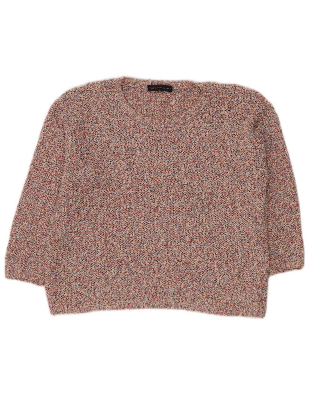 MARKS & SPENCER Womens Crop Crew Neck Jumper Sweater UK 14 Large Pink