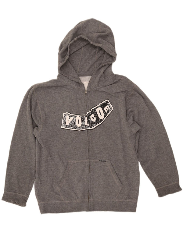 VOLCOM Womens Graphic Zip Hoodie Sweater UK 16 Large Grey